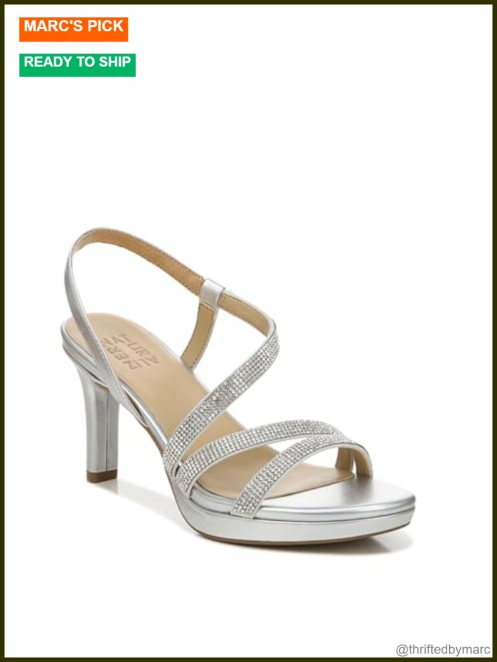 Heeled Sandals for Women Platform Slip Resistant Rhinestone Slingback